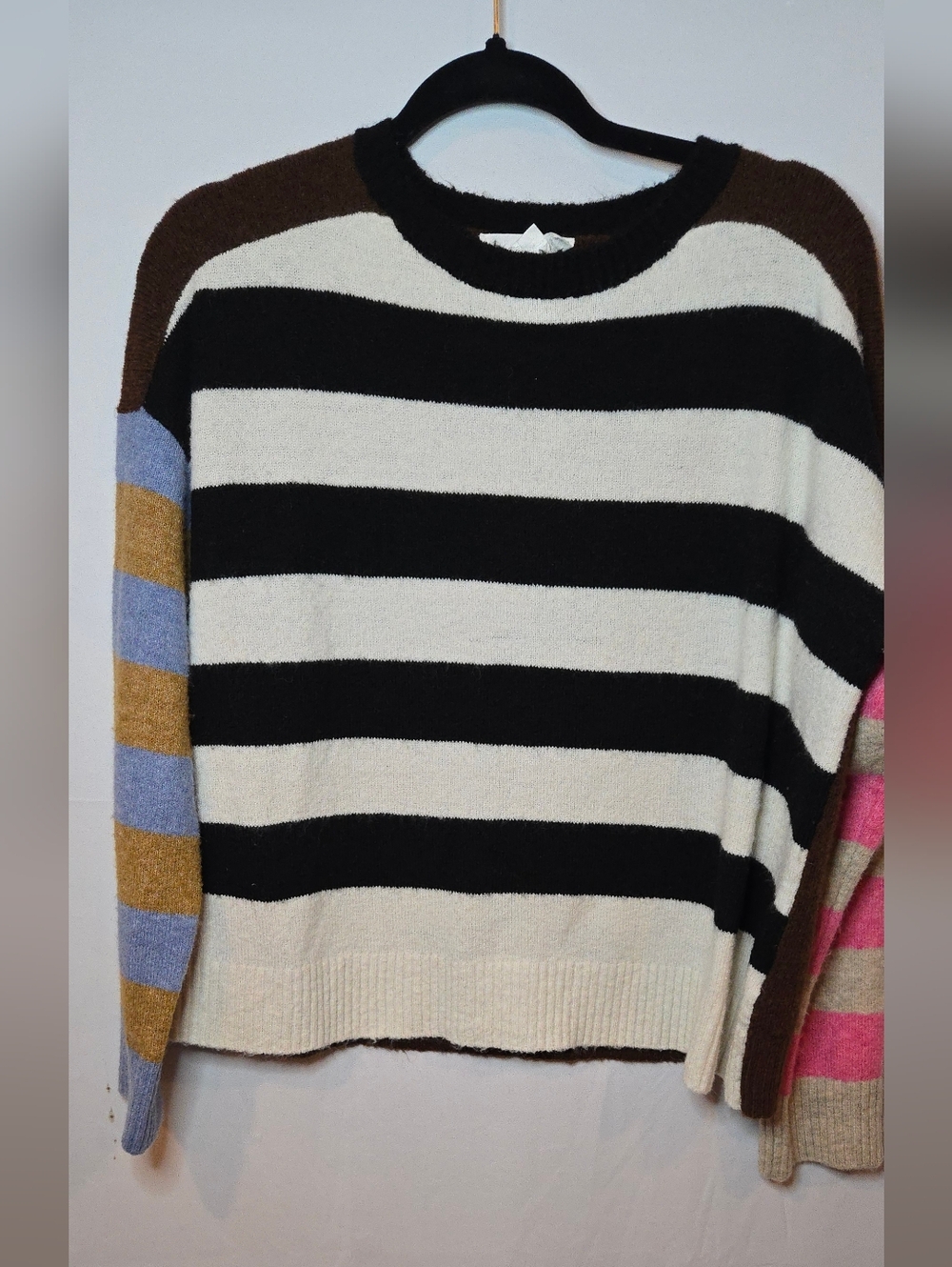 By Anthropologie Striped Multicolor Crewneck Oversized Sweater Women's Small - Picture 3 of 8